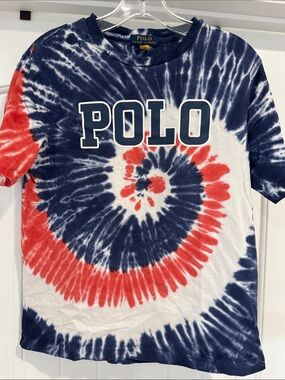 Polo by Ralph Lauren Tie-Dye Spiral Tee - Navy, Red & White